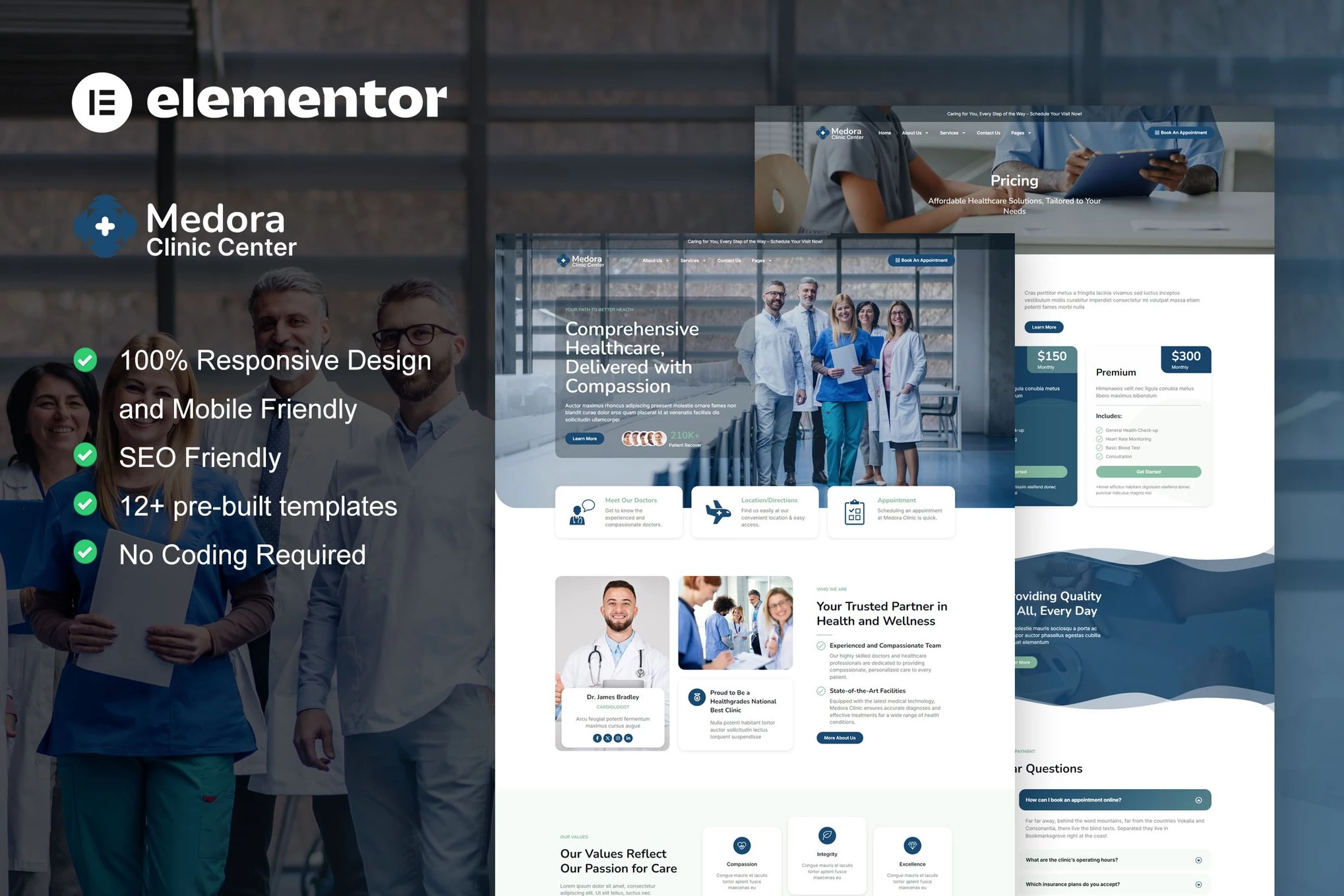 Medora - Kit de plantillas Elementor para servicios de clínicas médicas