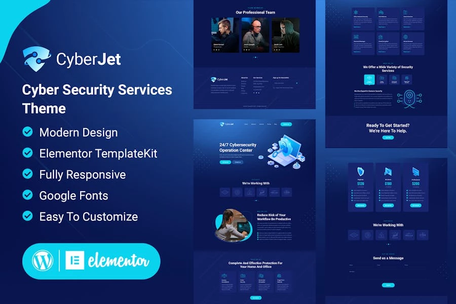 CyberJet - Template Kit de Elementor de seguridad web
