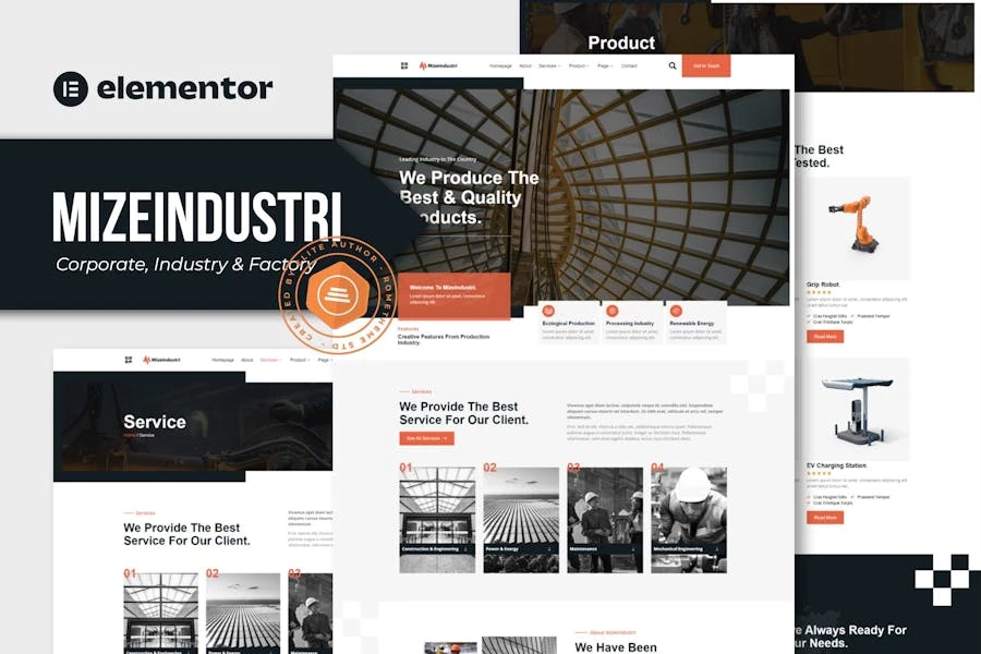 Mizeindustri - Template Kit Elementor para Corporativa, industrias y fábricas