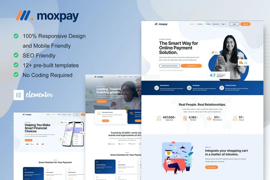 Moxpay - Kit de plantillas Elementor para pasarela de pago en línea