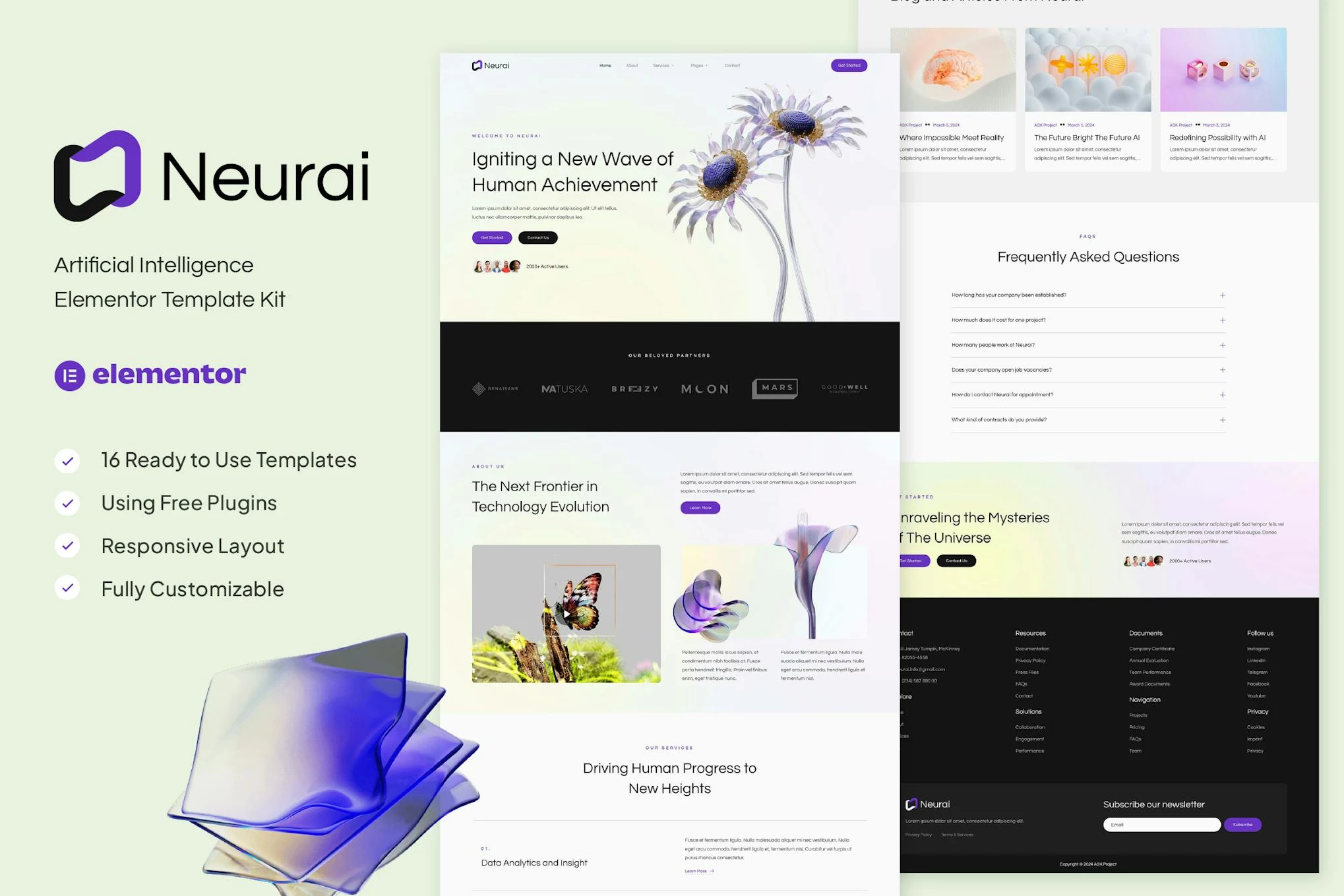 Neurai - Kit de plantillas Elementor de Inteligencia Artificial