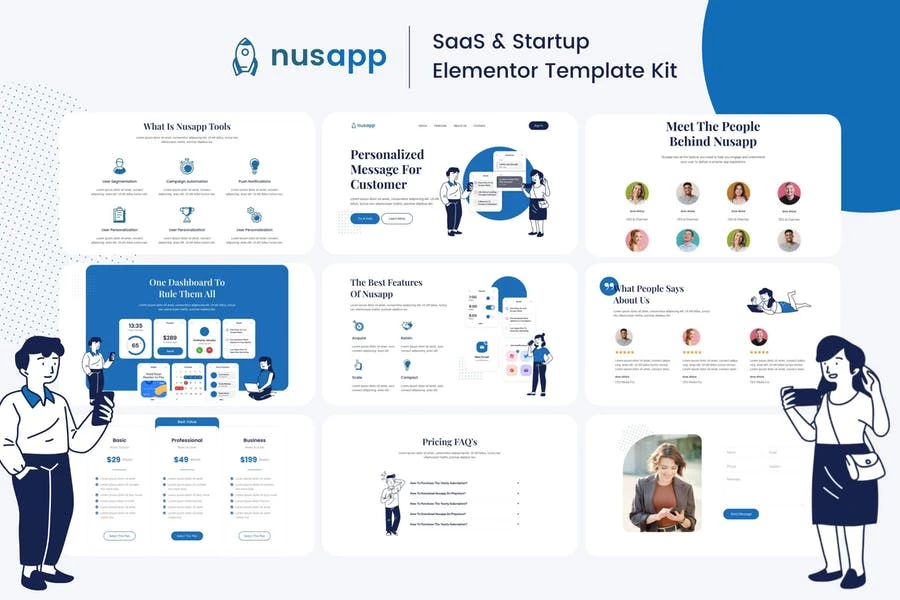 Nusapp - Template Kit de Elementor de Startup & Business SaaS