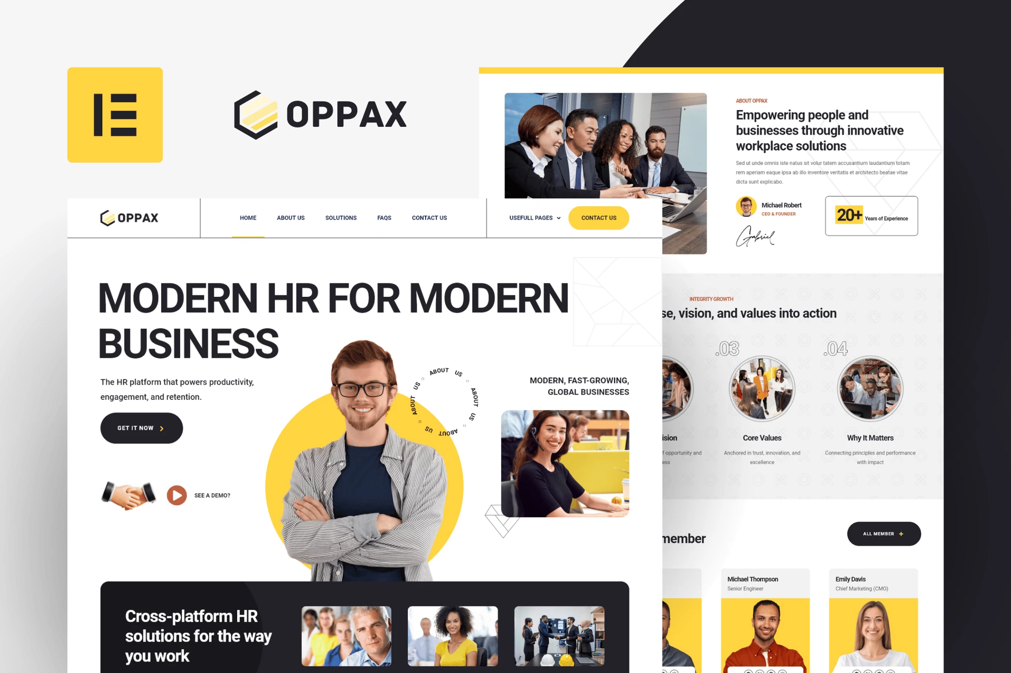 Oppax - Kit de plantillas Elementor para soluciones de recursos humanos