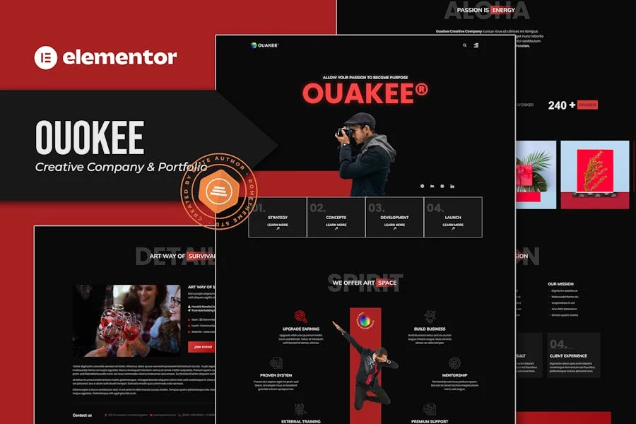 Ouakee - Template Kit Elementor para Porfolio profesional y empresa creativa