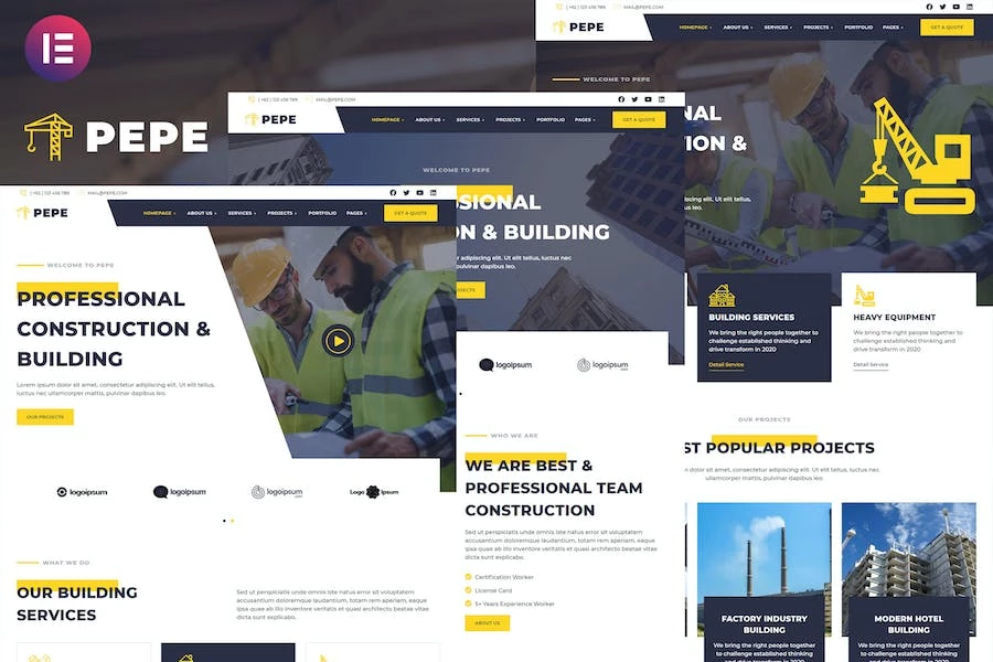 Pepe - Template Kit Elementor de Servicios Empresariales de Construcción y Construcción