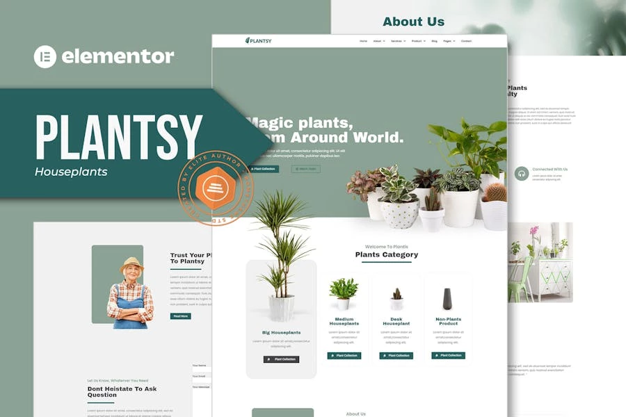 Plantsy - Template Kit Elementor de plantas de interior