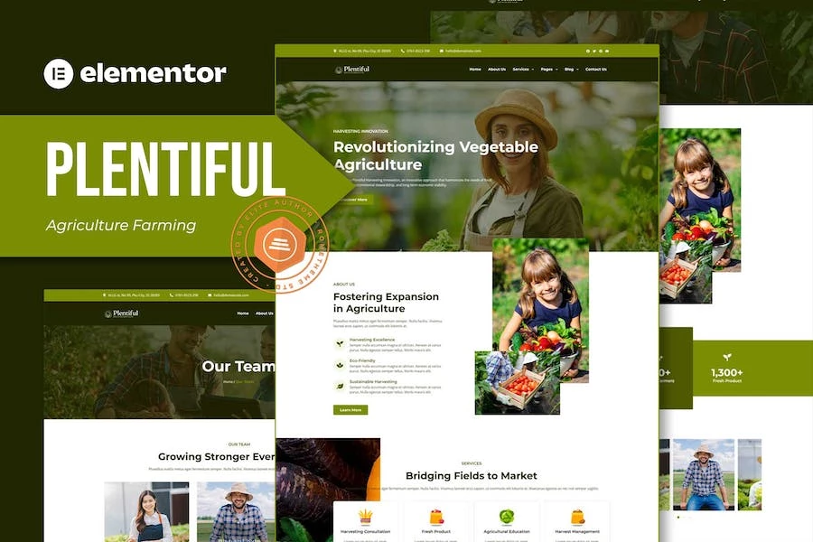 Plentiful - Kit de plantillas Elementor para agricultura y agricultura