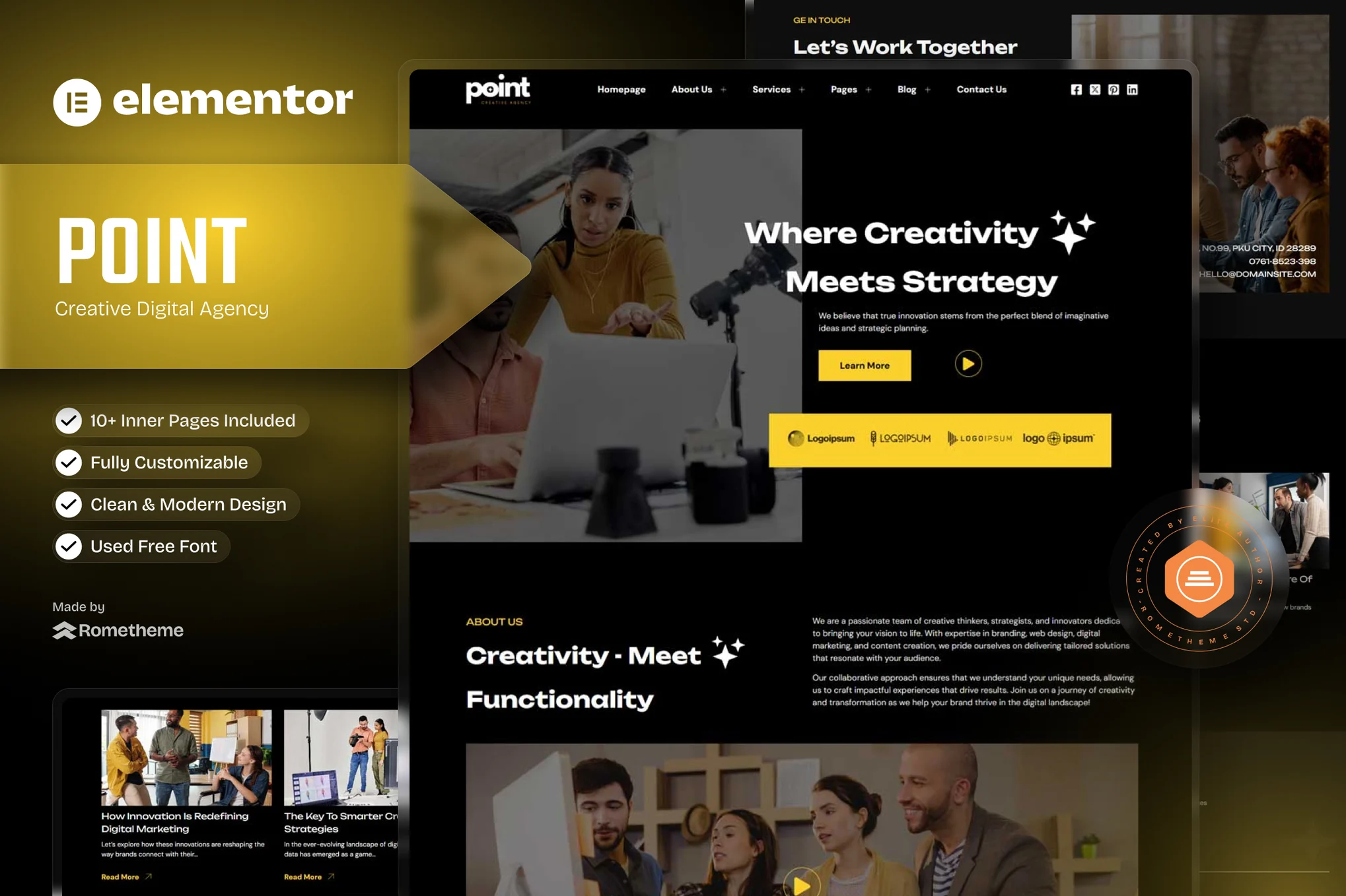 Point - Kit de plantillas Elementor para agencias digitales creativas