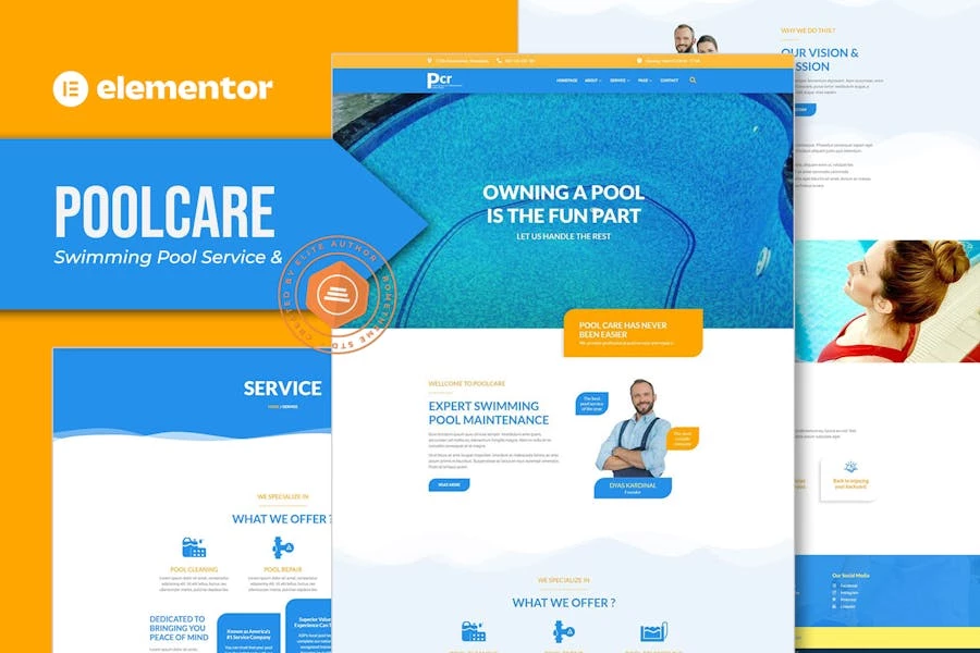 Poolcare - Template Kit Elementor para servicio y mantenimiento de piscinas