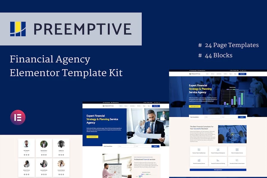 Preemptive - Template Kit Elementor para negocios y finanzas