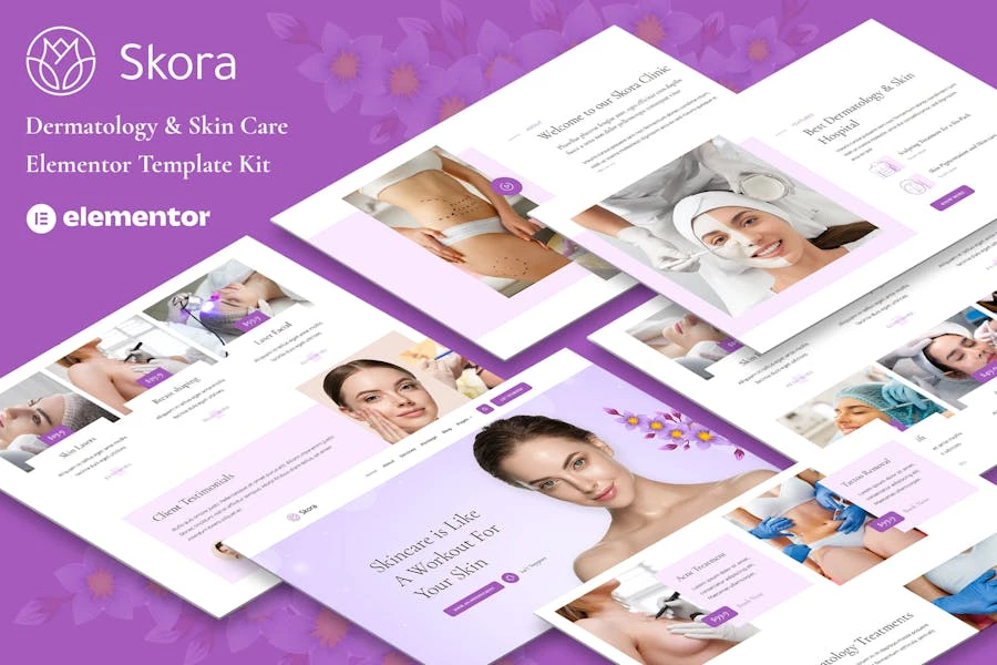 Skora - Kit de plantillas Elementor para dermatología y cuidado de la piel