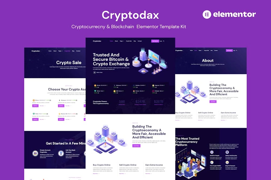 Cryptodax - Template Kit Elementor de criptomonedas y blockchain
