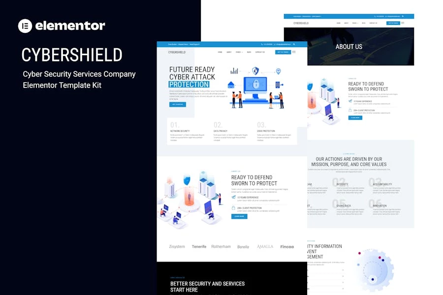 Cybershield - Template Kit Elementor de la empresa de servicios de ciberseguridad