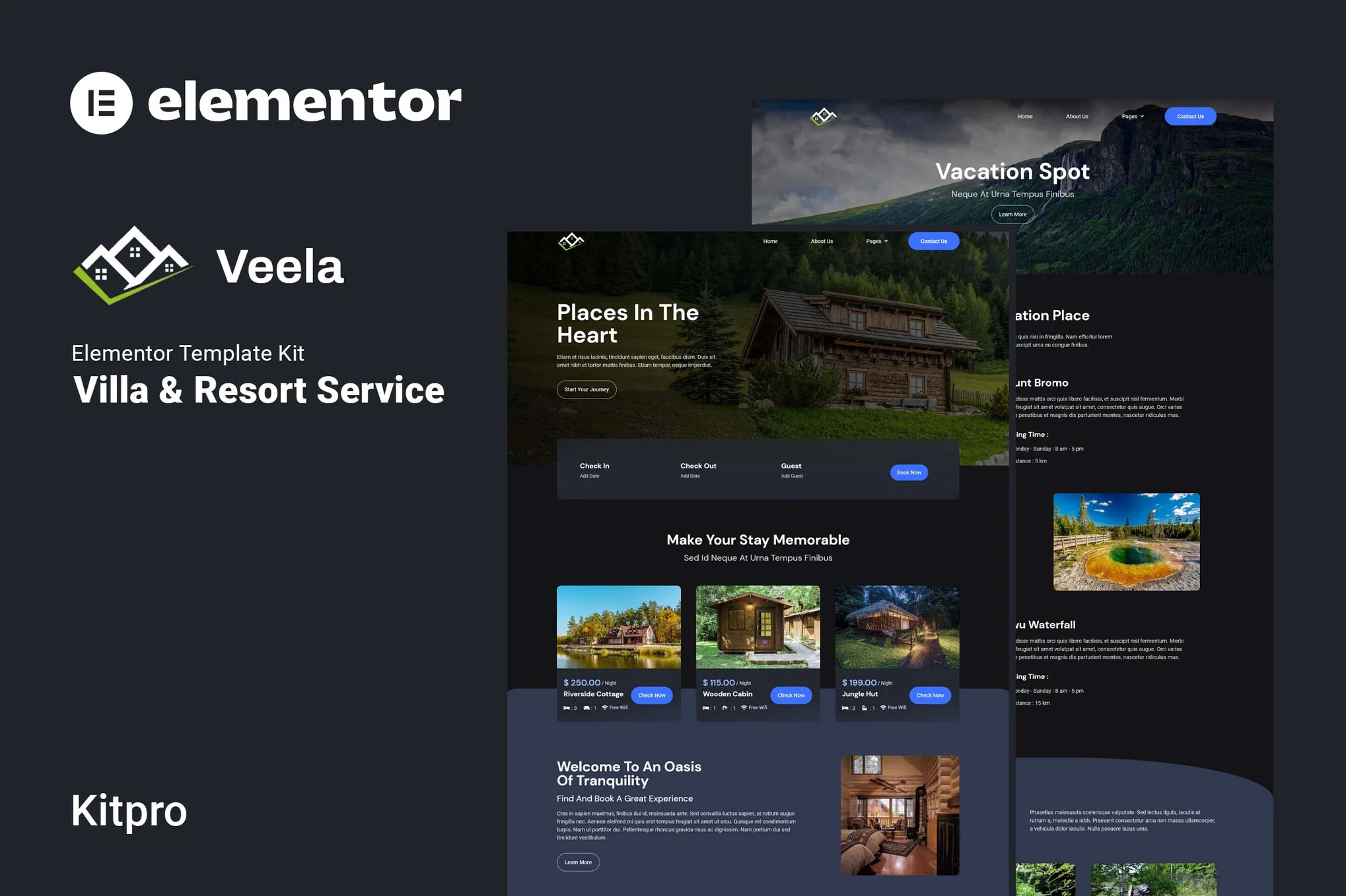 Veela - Template Kit Elementor para alquiler vacacional y resort