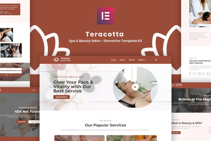 Teracotta - Spa y salón de belleza - Template Kit Elementor