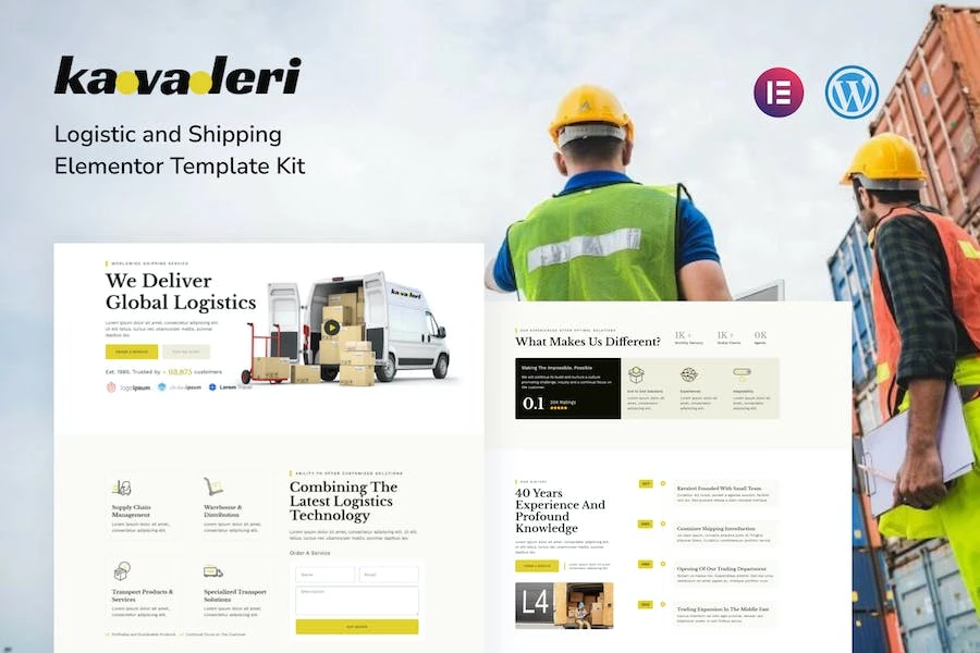 Template Kit Elementor Pro de Kavaleri Logistic & Shipping