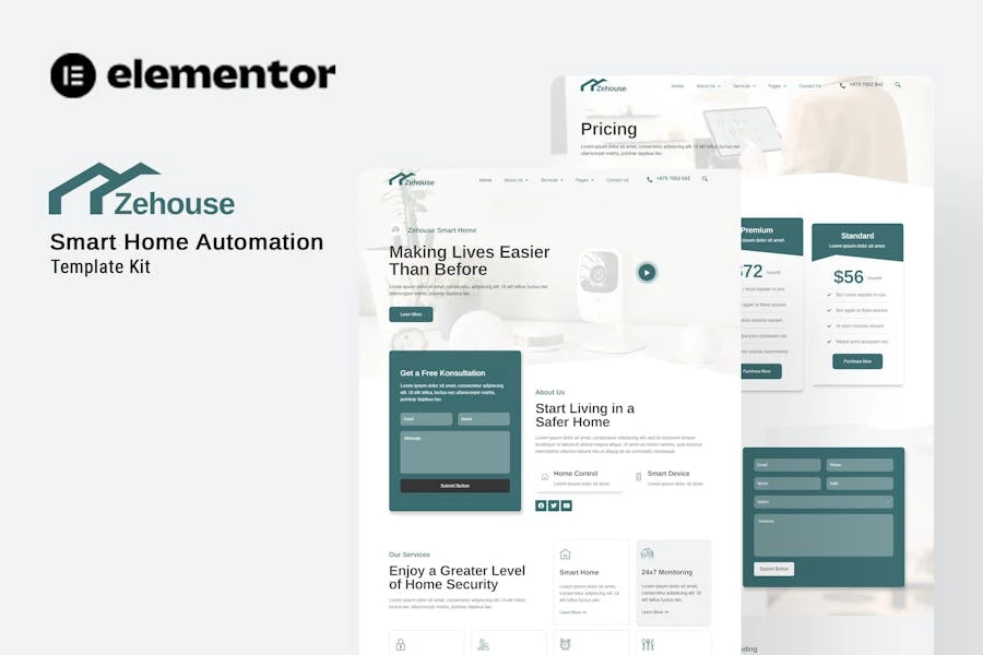 Zehouse - Template Kit Elementor de automatización Smarthome