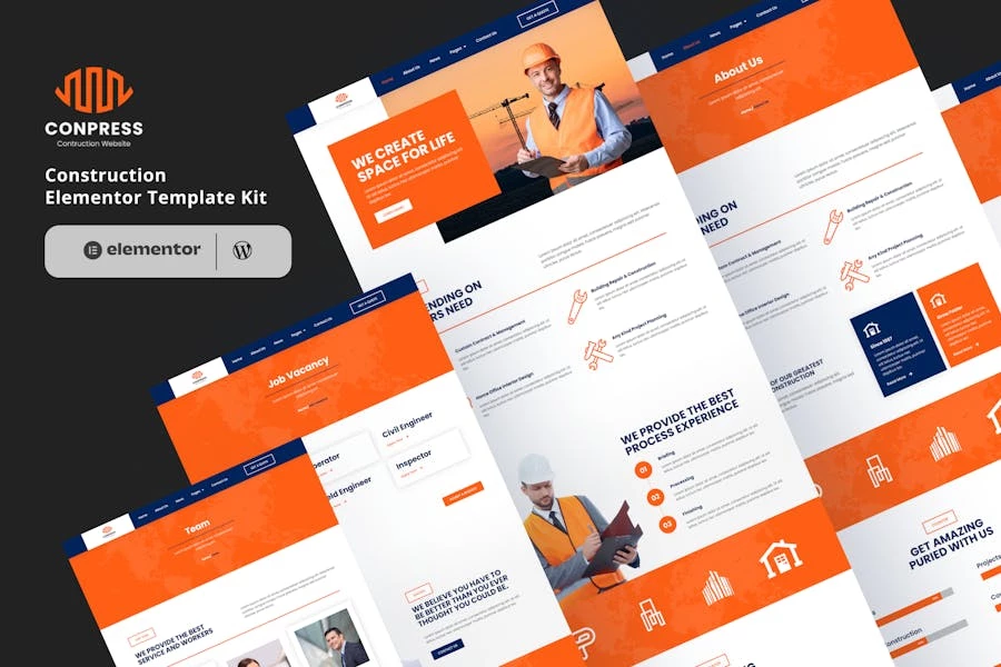 Compress - Kit de plantillas Elementor para servicios de construcción