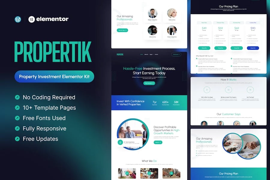 Propertik - Kit de plantillas Elementor Pro de inversión inmobiliaria