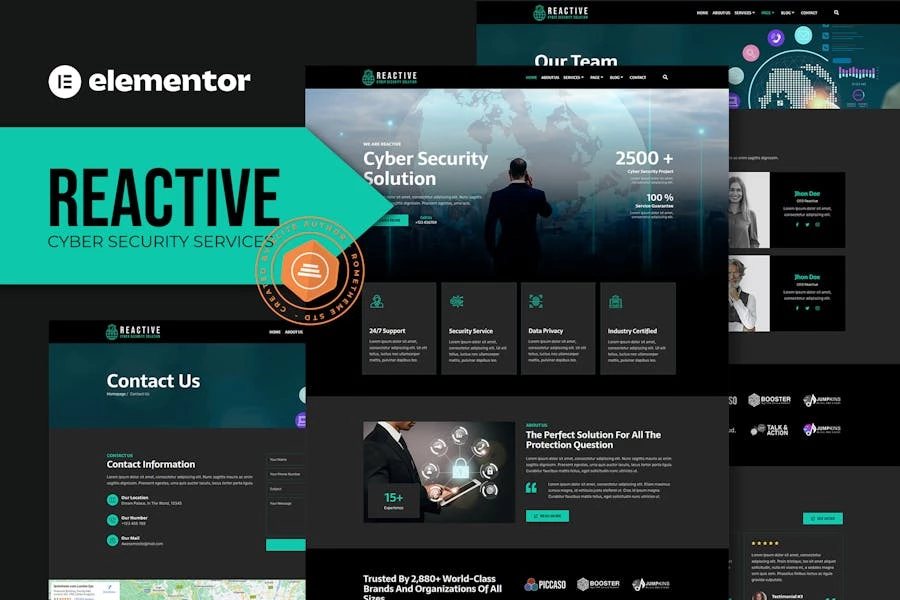 Reactive - Template Kit Elementor de servicios de ciberseguridad