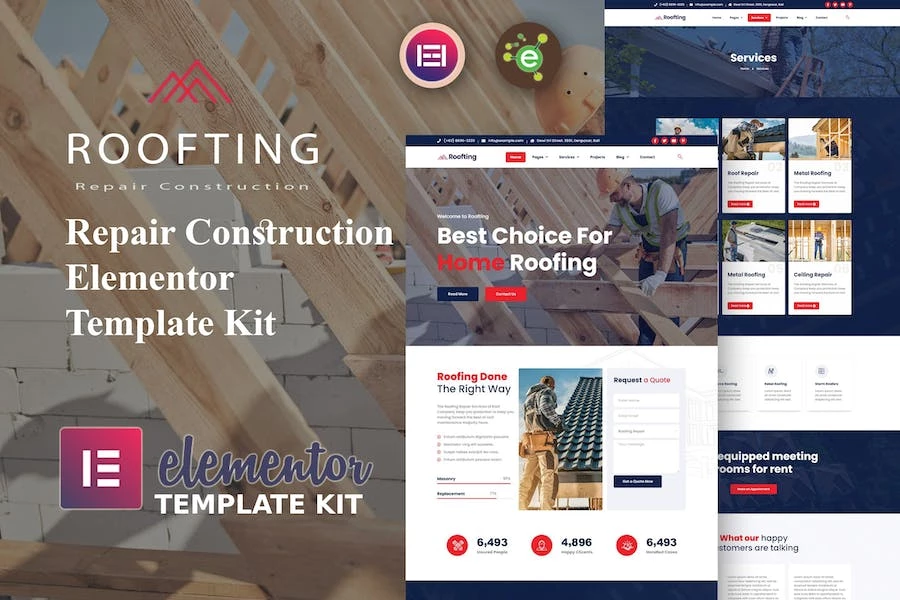 Roofting - Template Kit Elementor para reparación de edificios