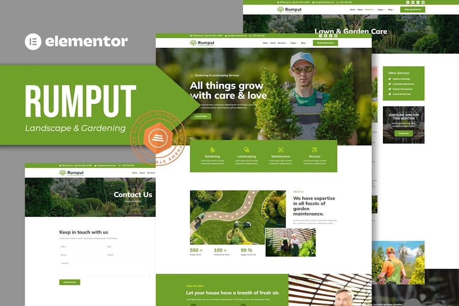 Rumput - Template Kit Elementor para servicios de jardinería y jardinería