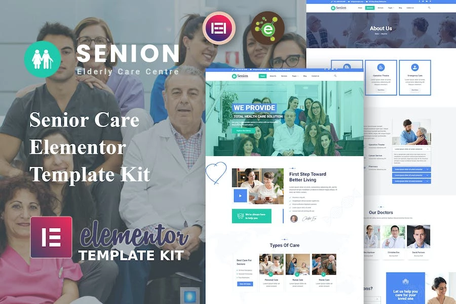 Senion - Template Kit Elementor para el cuidado de personas mayores