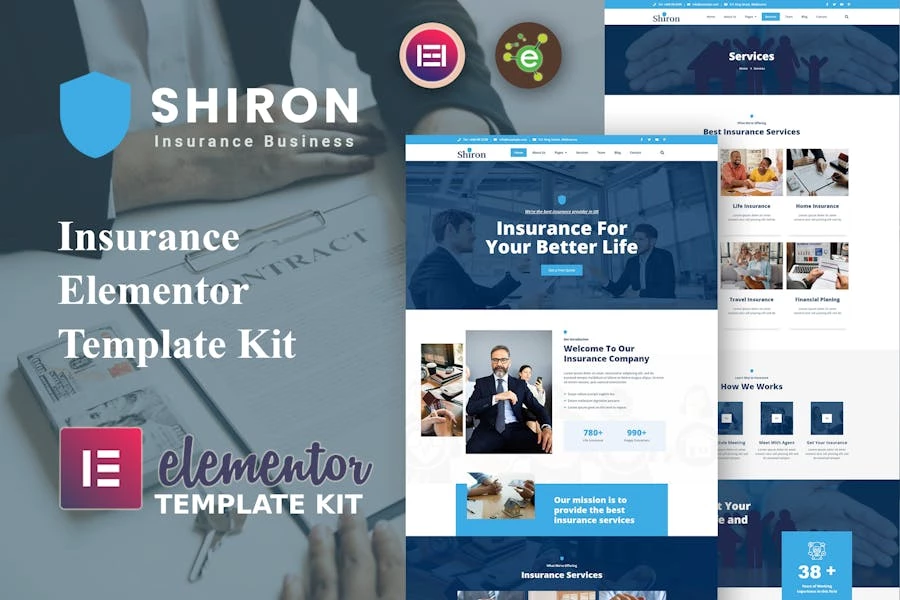 Shiron - Kit de plantillas Elementor Pro para seguros