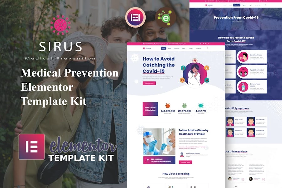 Sirus - Template Kit Elementor para prevención médica