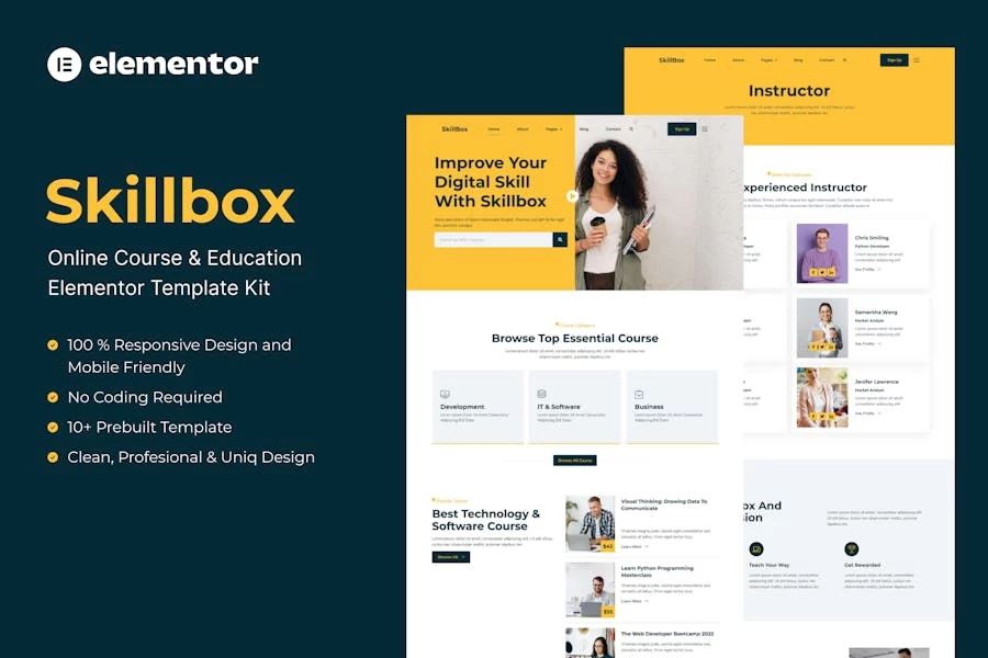 Skillbox - Template Kit de Elementor para cursos y educación en línea