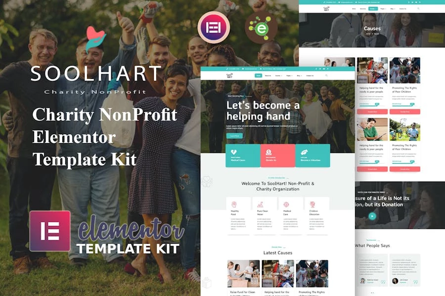 SoolHart - Template Kit Elementor para organizaciones benéficas y sin fines de lucro