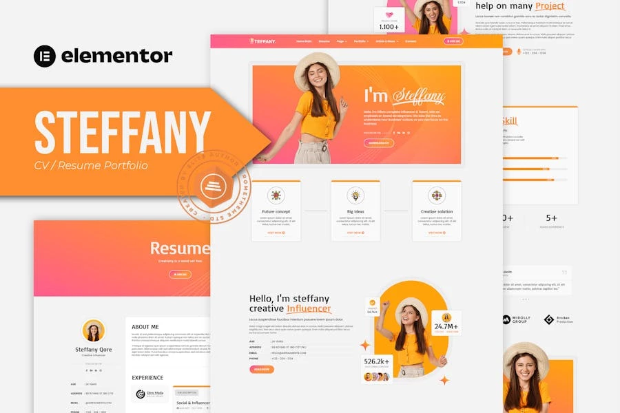 Steffany - Template Kit de currículum vitae Elementor Pro