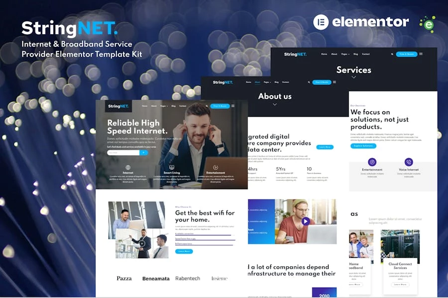 StringNet - Template Kit Elementor para proveedores de servicios de Internet y banda