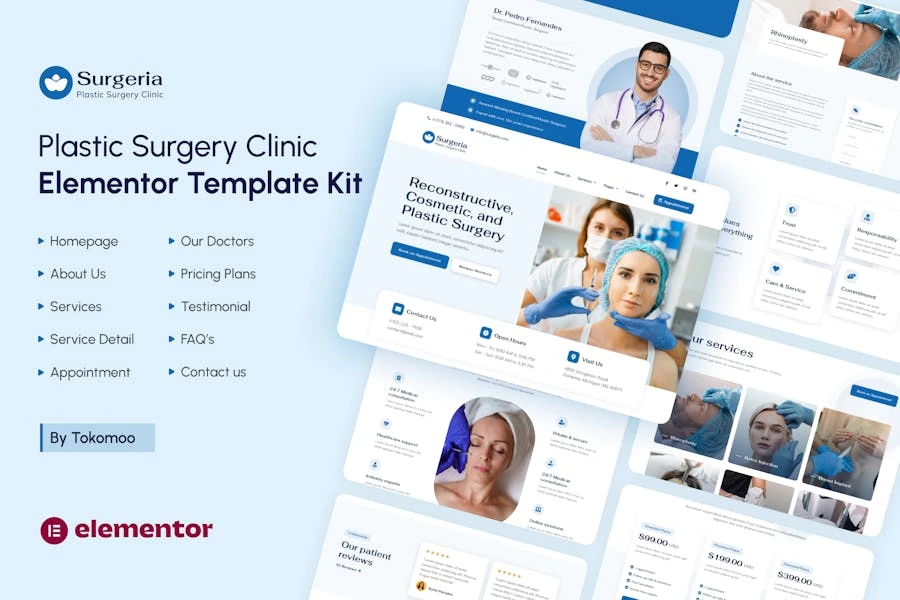 Surgeria - Template Kit Elementor para clínica de cirugía plástica