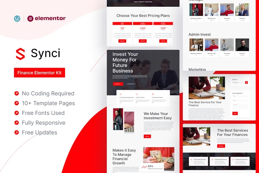 Synci - Template Kit Finance Elementor Pro