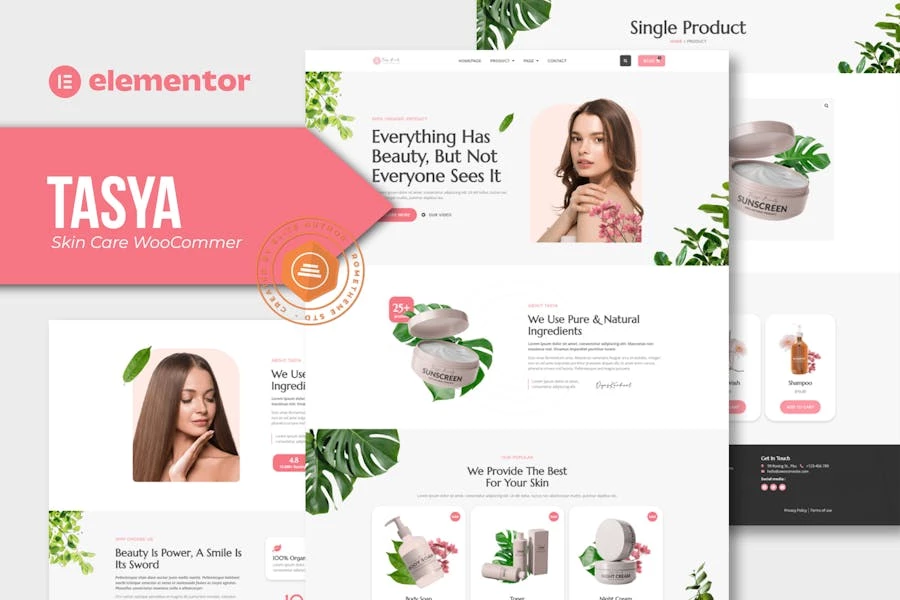 Tasya - Template Kit de Elementor para el cuidado de la piel