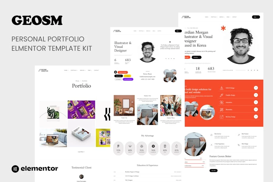 Geosm - Template Kits Elementor para Porfolio personal