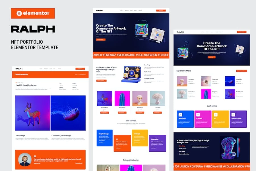 Ralph - Template Kit de Elementor de Porfolio NFT