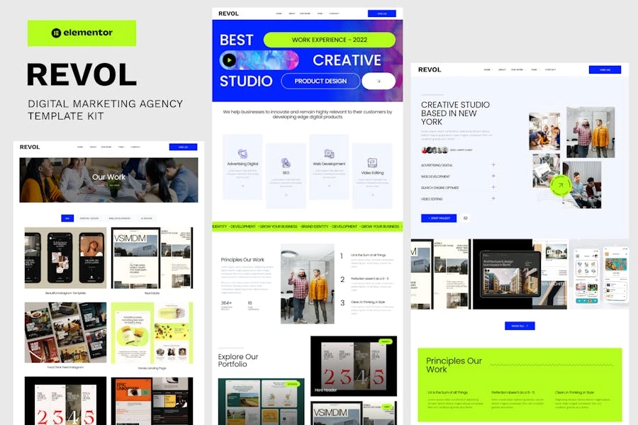 Revol - Template Kit Elementor para Agencia de marketing digital