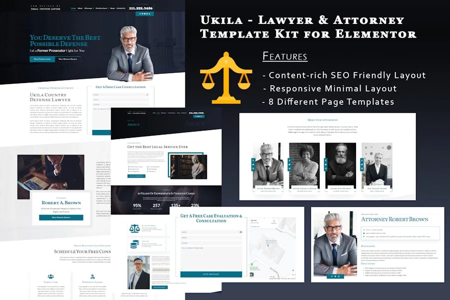 Ukila - Template Kit Elementor de abogado y abogado