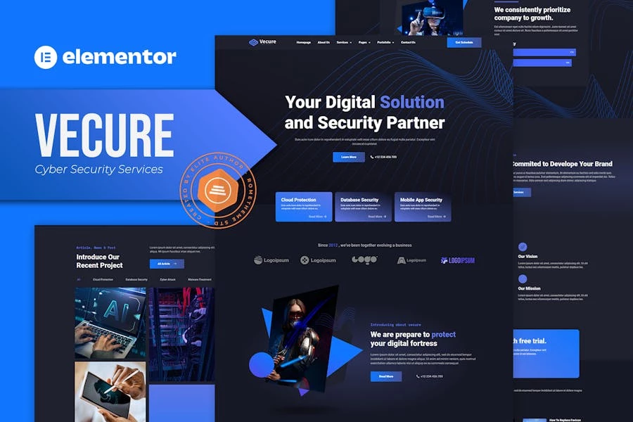 Vecure - Template Kit Elementor de servicios de ciberseguridad