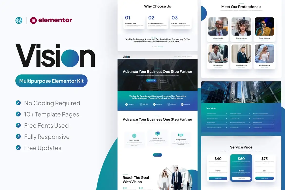 Vision - Template Kit Elementor Pro multipropósito