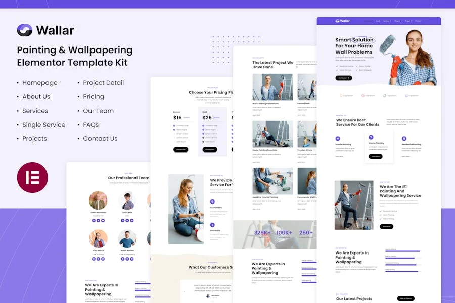Wallar | Servicio de pintura y empapelado Elementor Template Kit