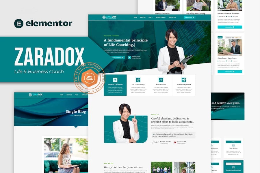 Zaradox - Kit de plantillas Elementor para entrenador de vida y negocios