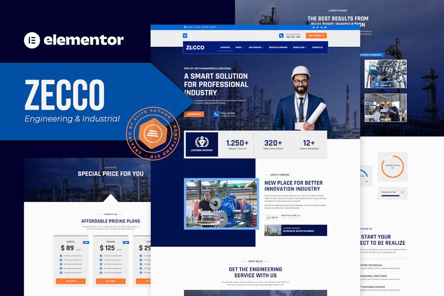 Zecco - Template Kit Elementor para empresas industriales y de ingeniería