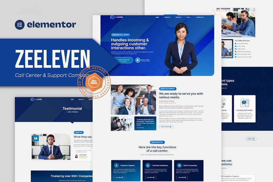 Zeeleven - Kit de plantillas Elementor para centros de llamadas y empresas de soporte