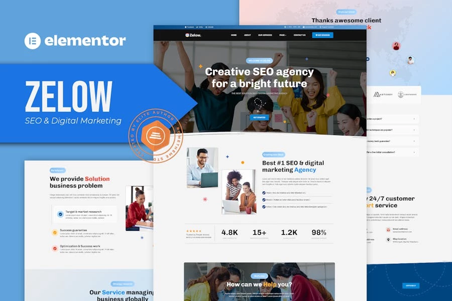 Zelow - Template Kit Elementor para Agencia de SEO y marketing digital