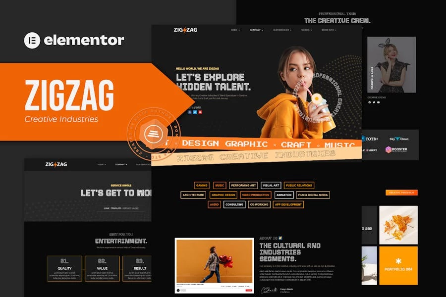 Zigzag - Template Kit Elementor para industrias creativas