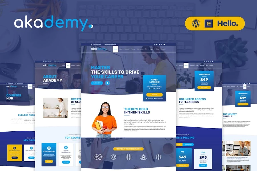 Akademy - Template Kit de cursos en línea Elementor