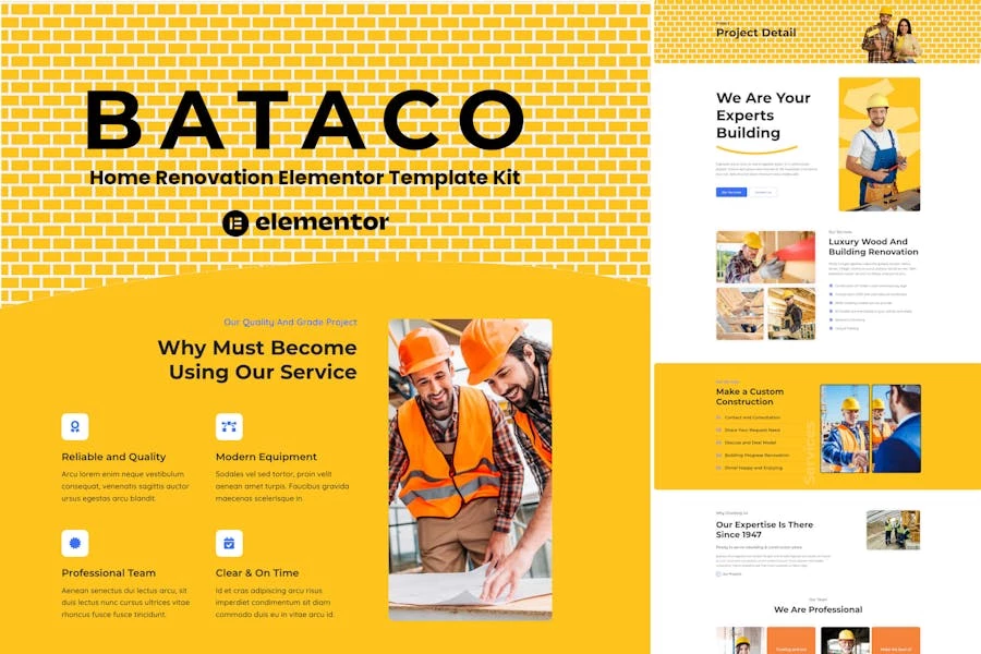 Bataco - Template Kit Elementor para renovación y construcción de viviendas